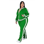 cheap Women&#039;s Tracksuit-Women&#039;s Tracksuit Sweatsuit 2 Piece Athletic Winter Long Sleeve Thermal Warm Breathable Soft Fitness Running Jogging Sportswear Activewear Striped Black Yellow Light Green
