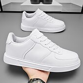 billiga Herrsneakers-Herr Sneakers Kontor / Business Vita skor Promenad Ledigt Dagligen Läder Bekväm Korta stövlar / ankelstövlar Loafers Svart Vit Vår Höst