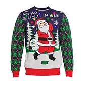 Ugly Christmas Sweater Men's Sweaters Santa Claus Knitting Print Pullover Jumper New Years Eve Sweater Outdoor Daily Long Sleeve Crewnecks Green Fall Winter S M Ls3