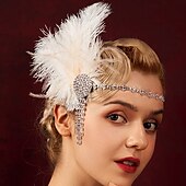 お買い得  アクセサリーとその他-1920年代風 ギャツビー フラッパー・ヘッドバンド 結婚式のゲスト 羽毛 クリスマス ハロウィーン 結婚式 クリスマスギフト ハロウィーン 大人 ヘアバンド オールシーズン