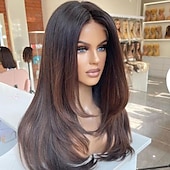 cheap Human Hair Lace Front Wigs-Remy Human Hair 13x4 Lace Front Wig Free Part Brazilian Hair Straight Multi-color Wig 130% 150% Density with Baby Hair Ombre Hair For Women Long Human Hair Lace Wig