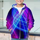 billiga Pojkens 3D Vision &amp; Geometri-Pojkar 3D Grafisk Huvtröja Kappa Ytterkläder Långärmad 3D-tryck Höst Vinter Mode Streetwear Häftig Barn 3-12 år Utomhus Ledigt Dagligen Normal