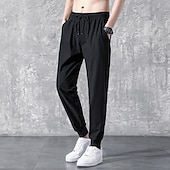 billiga lediga byxor-Herr Aktiv Långbyxor Casual byxor Ficka Snörning Elastisk midja Ensfärgat Andningsfunktion Utomhus Fullängd Ledigt Dagligen Streetwear Stylish Ledig / Sportig Svart rakt ben Microelastisk