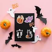 economico Adesivi di Halloween-50 pezzi di adesivi di halloween in vinile impermeabile carino pacchetto di adesivi artigianato scrapbook bottiglia d&#039;acqua laptop skateboard decorazione divertente cartone animato zucca decalcomanie per bambini adolescenti adulti