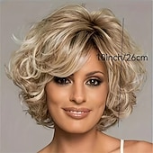 preiswerte ältere Perücke-Synthetische Perücken Locken Gerader Pony Perücke Kurz A1 A2 A3 A4 Synthetische Haare Damen Modisches Design Natürlich Komfortabel Blond Braun