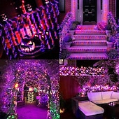abordables Halloween en Plein Air-Guirlande lumineuse Halloween violet orange 8 fonctions intérieure et extérieure guirlande lumineuse décorative Halloween prise de sécurité basse tension 10 mètres 100 lumières 20 mètres 200 lumières
