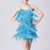 abordables Vestidos de Práctica-Baile Latino Vestido Borla Color Puro Corte Mujer Rendimiento Entrenamiento Sin Mangas Cintura Alta Poliéster