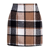 abordables Jupes-Femme Jupe Moulante Mode Décontractées Mini Taille haute Jupes Plaid Imprimer Vacances Plein Air Saphir Turquoise Vert foncé Café foncé Hiver Laineux
