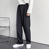 tanie Luźny-Męskie Garnitury Spodnie Spodnie codzienne Plisowane spodnie Spodnie garniturowe Kieszeń Prosta noga Równina Komfort Oddychający Codzienny Święto Streetwear Elegancki Styl klasyczny Czarny Biały
