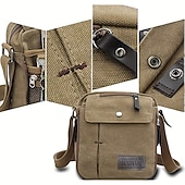 cheap Men's Bags-Men's Canvas Crossbody Shoulder Bag – Multi-Pocket Travel Messenger Bag with Zipper Compartments for Outdoor, Commuting, and Daily Use