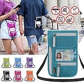 お買い得  カードホルダーとケース-rfid ブロッキングパスポートホルダー旅行財布カードバッグ shileding ネックポーチセキュリティ保護調整されたストラップファラデーバッグ