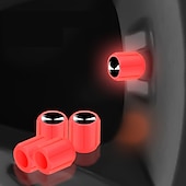 cheap Car Body Decoration &amp; Protection-50pcs Fluorescent Skull Car Tire Valve Valve Stem Cover, ABS Corrosion Resistant Wheel Valve Cover, Glow In The Dark, Car Decoration Accessories