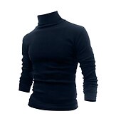 preiswerte Basic-T-Shirts-Herren T Shirt T-Shirt Langarmshirt Langarm Rollkragen Frühling &amp; Herbst Einfach Mode Designer Basic Urlaub Straße Ausgehen Wein Aprikose Dunkelgrau Top T-Shirt für Herren