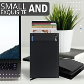 お買い得  カードホルダーとケース-1個薄型アルミニウム財布 クレジットカードホルダー RFID財布 メタル薄型スリムバンクカードケース メンズ・レディースポップアップクレジットカードバッグ