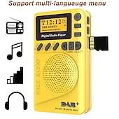 cheap Radios and Clocks-Mini Pocket DAB Digital Radio FM Digital Demodulator Portable MP3 Player with 1.44 Inch LCD Screen Built-in Rechargerable Battery