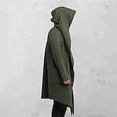 baratos Trench coat masculino-Homens Casaco impermeável Capa com Capuz Ao ar livre Roupa Diária Outono &amp; inverno Poliéster agasalhos Roupa Moda Roupa de rua Tecido Bolsos Com Capuz
