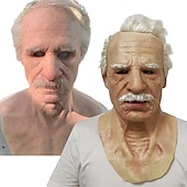 cheap Halloween Mask &amp; Props-Halloween Christmas Mask Headgear, Fierce Black Haired Old Man Mask Simulation Character Mask Masquerade Play Props Funky Cosplay Accessory