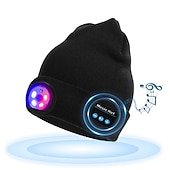 economico Cuffie on-ear e over-ear-Berretto Bluetooth con luci microfoni lampada frontale ricaricabile cuffie wireless regali per uomini donne papà adolescenti