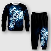 abordables Deportes y Juegos 3D para Niños-Chico 3D Graphic Conjunto de sudadera y pantalón deportivo Conjunto Manga Larga Impresión 3d Otoño Invierno Activo Moda Fresco Niños 3-12 años Cuello Barco Exterior Vacaciones Calle Ajuste regular