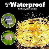 abordables Guirlandes solaires-Guirlande lumineuse solaire à LED pour réception de mariage, élégante, décoration de mariage, 10 m, 33 pieds, 100 LED, 8 modes d&#039;éclairage, guirlande lumineuse étanche, jardin, Noël, mariage, fête