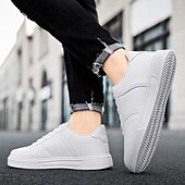 billiga Herrsneakers-Herr Sneakers Kontor / Business Vita skor Promenad Ledigt Dagligen Läder Bekväm Korta stövlar / ankelstövlar Loafers Svart Vit Vår Höst