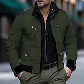 economico Giubbotti Cargo-Per uomo Giacca da camionista Giubbotto bomber Giacca utility Giacca di transizione All'aperto Abbigliamento quotidiano Indossabile Tasca Primavera &amp; Autunno Semplice Moda Streetwear Colletto Mao