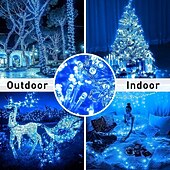 abordables Guirlandes lumineuses à piles-Halloween Noël boîte à piles étanche guirlande lumineuse 8 fonctions télécommande intérieure et extérieure cour jardin décoration de mariage lumière 4m-30leds/6.5m-50leds/10m-100leds
