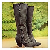 levne Cowboy &amp; Western Boots-dámské vintage westernové boty s krajkovými detaily a bočním zipem, semišové boty do půlky lýtek pro ležérní a venkovský styl