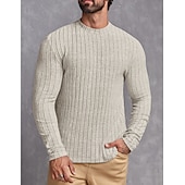 economico magliette di base-Per uomo Maglietta Camicia a Maniche Lunghe Manica Lunga Girocollo Primavera &amp; Autunno Semplice Striscia di Fossa Moda Designer Essenziale Lavoro a maglia Vacanza Streetwear Uscire Vinaccia Nero Blu