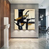 cheap Abstract Paintings-Handmade Hand Painted Extra Large Painting Black And white Painting Abstract Painting Oversized Abstract Painting Minimalist Art Wall Decor No Frame Unstretched
