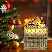 Недорогие Адвент-календарь-Деревянный адвент-календарь с 24 ящиками Рождественский календарь своими руками со светодиодной подсветкой подарок для детей