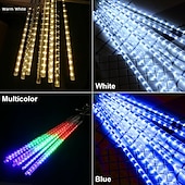billige Elektrisk støpsel-julelys utendørs meteordusjlys fallende regnlys 80cm 8 tube 576 led snøfallende istapp fossende lys for juletre halloween dekorasjon bryllupsfest