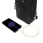 baratos Bolsas, estojos e luvas para laptop-Bolsa de peito transversal anti-furto - Impermeável resistente a arranhões mochila leve com porta de carregamento USB presente ideal para homens
