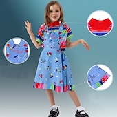 cheap Couple &amp; Group Costumes-Chucky Scary Doll Outfits 2 PCS Halloween Group Family Costumes Boys Girls&#039; Movie Cosplay Costume Halloween Carnival Children&#039;s Day