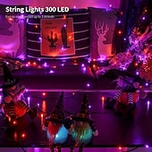 abordables Halloween en Plein Air-Guirlande lumineuse Halloween violet orange 8 fonctions intérieure et extérieure guirlande lumineuse décorative Halloween prise de sécurité basse tension 10 mètres 100 lumières 20 mètres 200 lumières