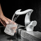 お買い得  クラシカル-バスルームのシンクの蛇口 - 滝状吐水タイプ 塗装仕上げ 室外側取付け シングルハンドルつの穴Bath Taps