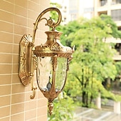 preiswerte Außenwandleuchten-LED-Wandleuchte, Beleuchtungskörper, E27, antike Wandleuchte, Laterne, außen, wasserdicht, rostfrei, Aluminium, Glas, Laterne, Wandleuchte, Laterne, Innenhof, Garten, Balkon, Villa, dekorative