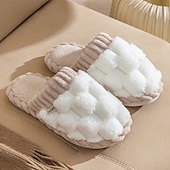 cheap Women&#039;s Slippers &amp; Flip-Flops-Women&#039;s Pink Fuzzy Slippers, Cozy Indoor House Shoes with Knitted Upper and Plush Lining for Winter Comfort