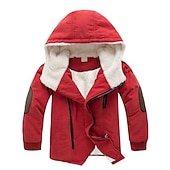 billiga Pojkars dunjacka och parka-Barn Pojkar Kappa Fleece-jacka Ytterkläder Ensfärgat Långärmad Dragkedja Täcka Ledigt Mode Förtjusande Dagligen Marinblå Orange Vår Höst 7-13 år