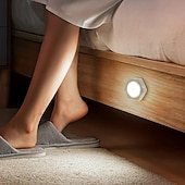 abordables Lumières de rondelle-1 veilleuse blanche à capteur de mouvement hexagonal, petite veilleuse de chambre à coucher, veilleuse, lumière ambiante, lumière blanche, lumière blanche chaude (sans batterie)
