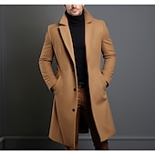 levne Pánský trenčkot-Pánské Zimní kabát Kabát Dlouhý trenčkot Venkovní Denní nošení Podzim zima 95 % polyester 5 % spandex Svrchní oděvy Oblečení Módní Šik ven Bez vzoru Klopa Dvouřadé