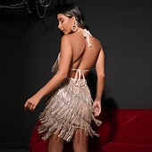 halpa 1920-luvun mekot-Möly 20s 1920-luku Mini Mekot Mekko Hihaton Suuri Gatsby Häävieras Paljetti Tupsu V kaula-aukko Naamiaispuku Naisten Naamiaiset Karnevaali Iltajuhlat Häät Aikuisten Leninki Kotiinpaluu Mekot