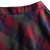 olcso Szoknyák-Női Szoknya A-vonalú Hinta Kockás szoknya Elegáns Divat Maxi Magas derék Szoknyák Kockás Zseb Nyomtatott Vakáció Utca Rubin Kék Zöld Khakizöld Tél Poliészter