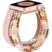 baratos Pulseiras de Apple Watch-Compatível com Pulseira Apple Watch 38mm 40mm 41mm 42mm 44mm 45mm 49mm Feminino Purpurina Couro PU Contas pulseira de substituição para iwatch Ultra 2 Series 9 8 7 SE 6 5 4 3 2 1