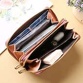 billiga Plånböcker-Dam Crossbody-väska Axelväska Plånbok Mobiltelefon väska PU läder Kontor Handla Dagligen Dragkedja Justerbara Hållbar Ensfärgat Bokstav Mandel Ljusbrun Svart