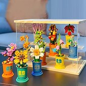 cheap Building Toys-Meat building block flower blind box simulation flower potted tabletop decoration assembly boutique toy gift prize