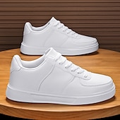 billiga Herrsneakers-Herr Sneakers Kontor / Business Vita skor Promenad Ledigt Dagligen Läder Bekväm Korta stövlar / ankelstövlar Loafers Svart Vit Vår Höst