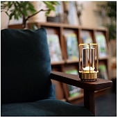 baratos Candeeiros de mesa-Candeeiro de mesa recarregável sem fio LED retro bar lâmpadas de mesa de metal toque dimmer luz noturna tri-cores para restaurante quarto bar hotel luzes de decoração de casa