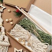 abordables Figuras coleccionables-Árbol de Navidad diy de macramé, kit de bricolaje de árbol de Navidad tejido de 2 piezas, kit de regalo de manualidades navideñas adecuado para regalo de familiares y amigos
