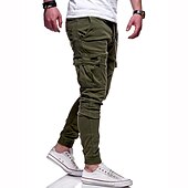 abordables Pantalones cargo-Hombre Pantalones cargo Persona que practica jogging Pantalones Retazos Bolsillo con cremallera Color sólido Comodidad Transpirable Casual Diario Ropa de calle Deportes Moda Negro Blanco Microelástico